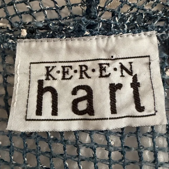 Keren Hart Open-Front Sparkle Knit Cardigan in Dusty Blue - Picture 5 of 5